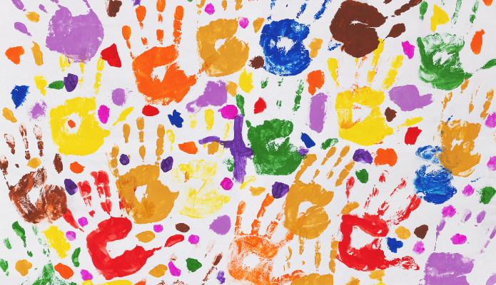 drawing of children's colorful fingerprints 
