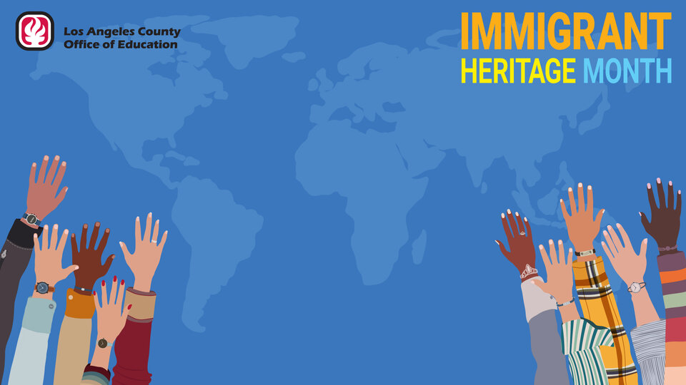 Zoom background with a world mapn and diverse hands