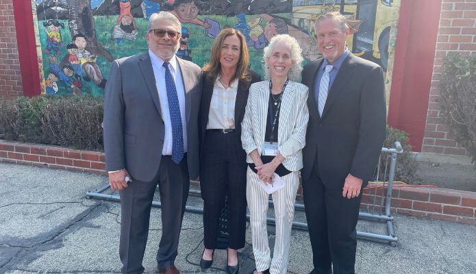 Photo showing Dr. Gary Gonzales, Dr. Debra Duardo, Dr. Barbara Ferrer and Superintendent Darren Knowles