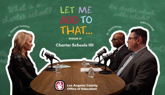 LACOE podcast guests speaking about charter schools